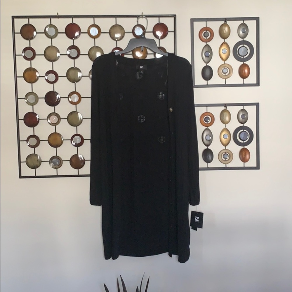 IZ BYER long thin black cardigan